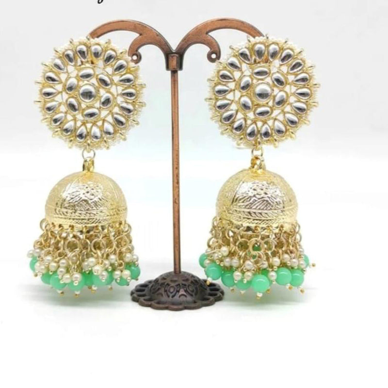 SNERA Gold Plated Kundan Stone And Meenakari Jhumki Earrings