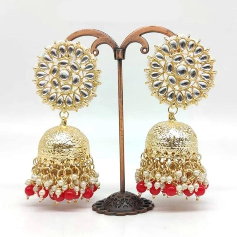 SNERA Gold Plated Kundan Stone And Meenakari Jhumki Earrings