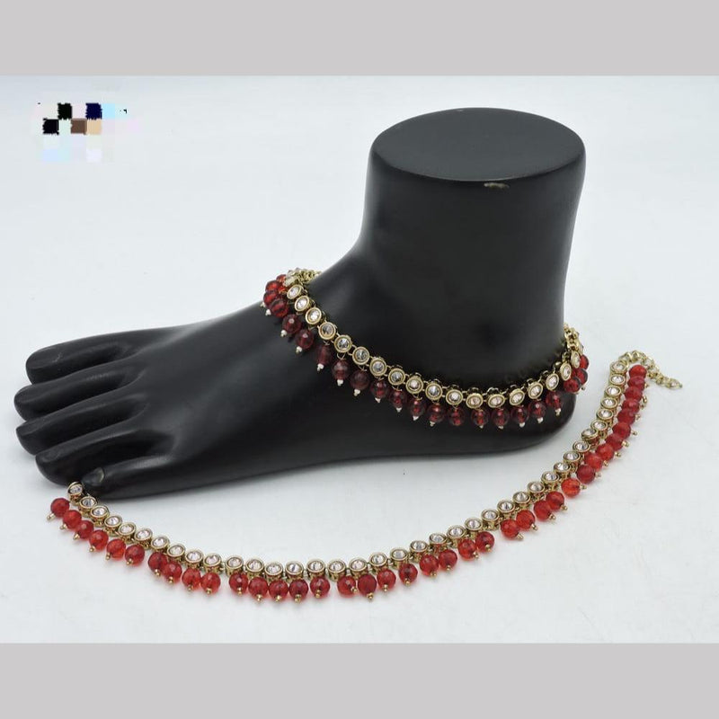 SNERA Gold Plated Crystal Stone And Beads Payal