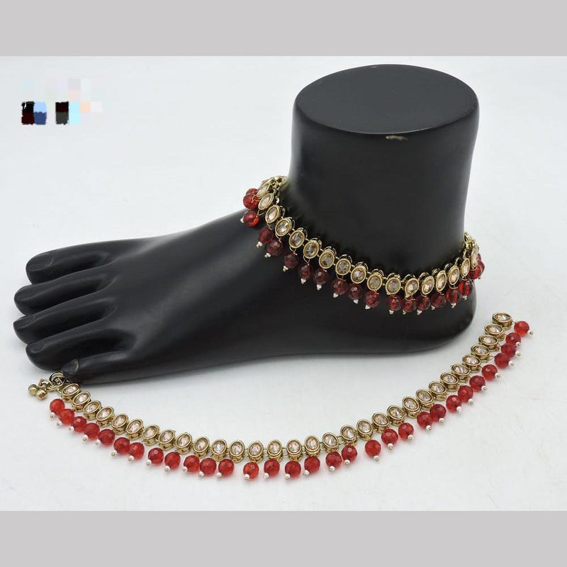 SNERA Gold Plated Crystal Stone And Beads Payal