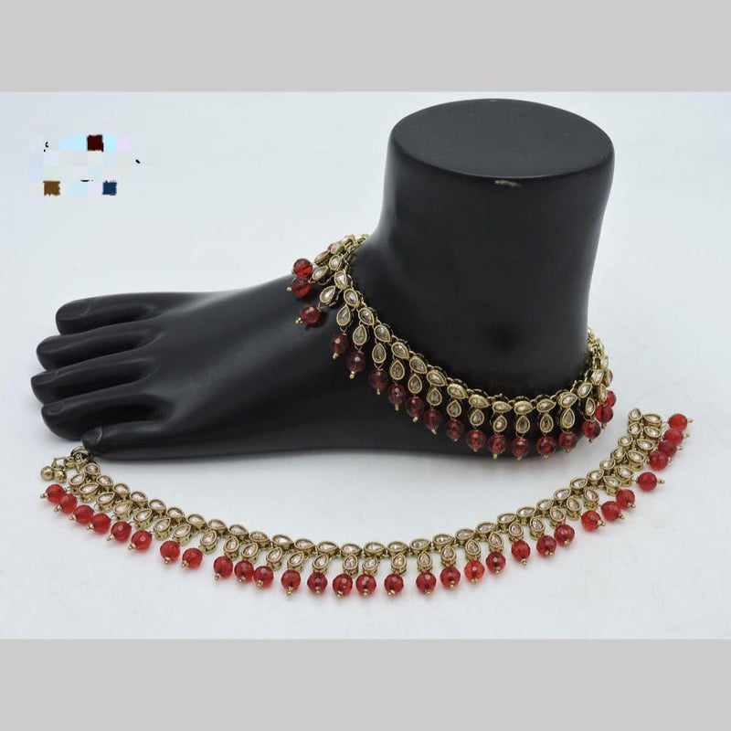 SNERA Gold Plated Crystal Stone And Beads Payal