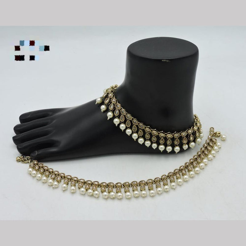 SNERA Gold Plated Crystal Stone And Beads Payal