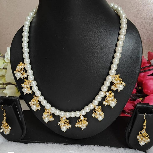 SNERA  Gold Plated Kundan Stone And Pearl Necklace Set