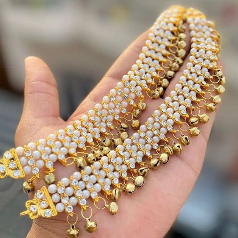 SNERA Gold Plated Austrian Stone And Pearls Payal