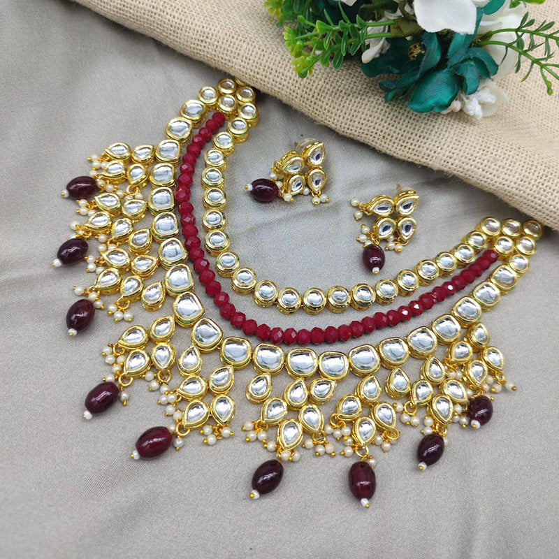 SNERA  Gold Plated  Kundan Stone & Pearls  Necklace Set