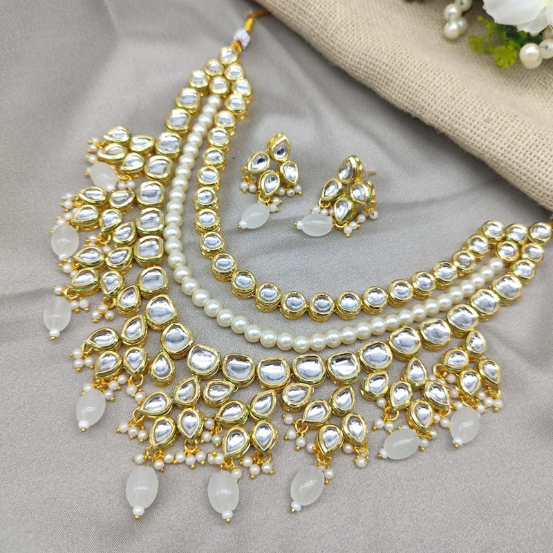 SNERA  Gold Plated  Kundan Stone & Pearls  Necklace Set