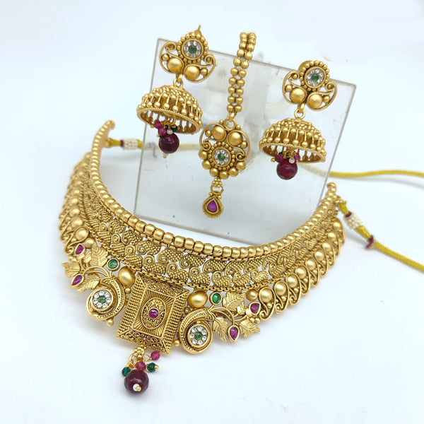 SNERA  Gold Plated Pota Stone choker Necklace Set