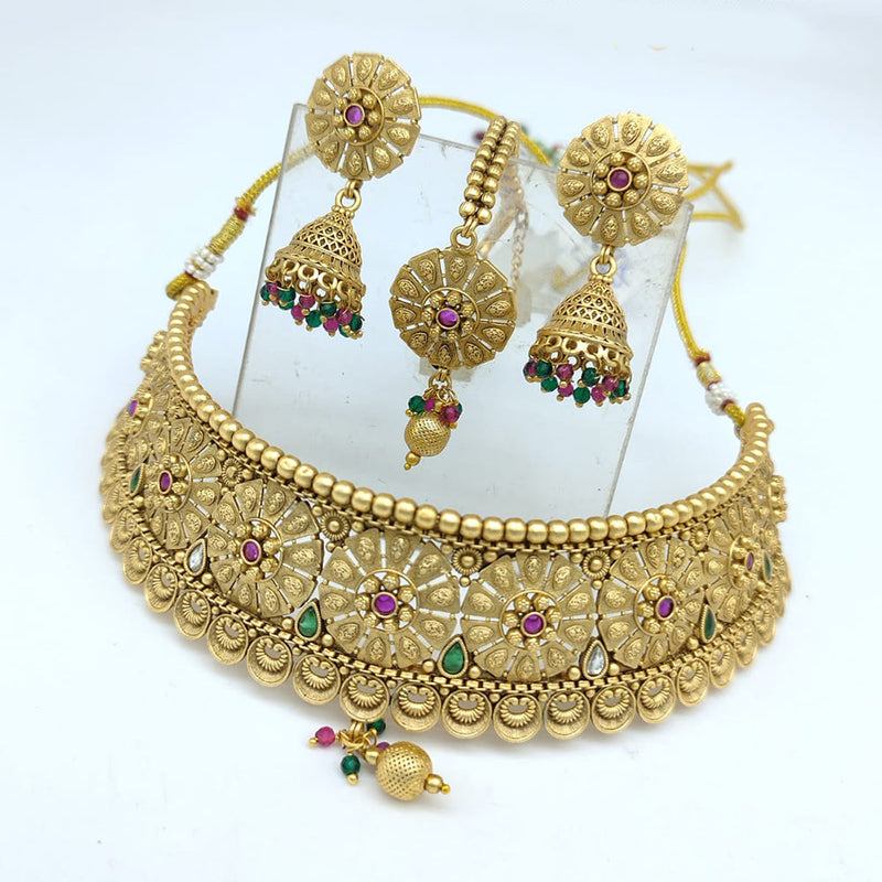 SNERA  Gold Plated Pota Stone choker Necklace Set