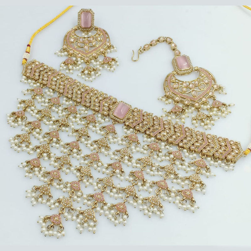 SNERA  Gold Plated Pota Stone And Pearls Necklace Set