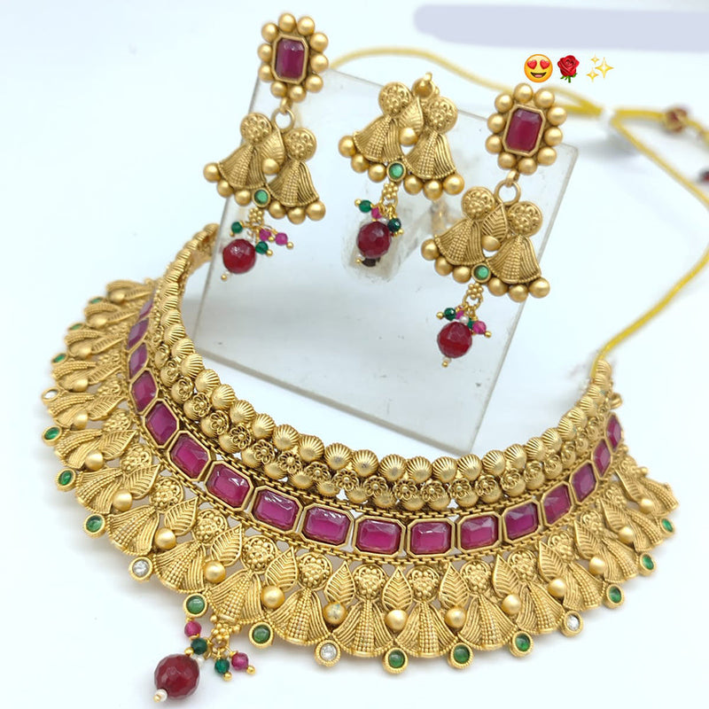 SNERA  Gold Plated Pota Stone choker Necklace Set