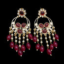 SNERA Gold Plated Beads  And Pearls Dangler Earrings