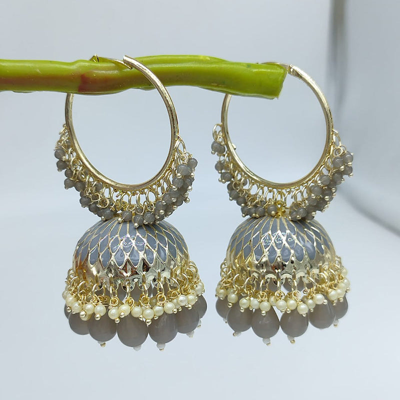 SNERA Gold Plated Beads And Pearls Jhumki Earrings