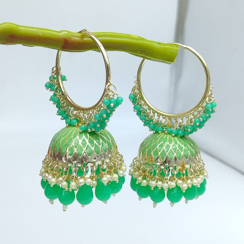 SNERA Gold Plated Beads And Pearls Jhumki Earrings