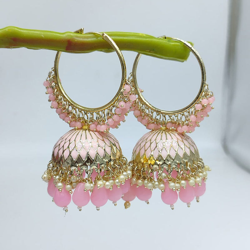 SNERA Gold Plated Beads And Pearls Jhumki Earrings