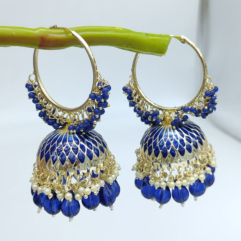 SNERA Gold Plated Beads And Pearls Jhumki Earrings