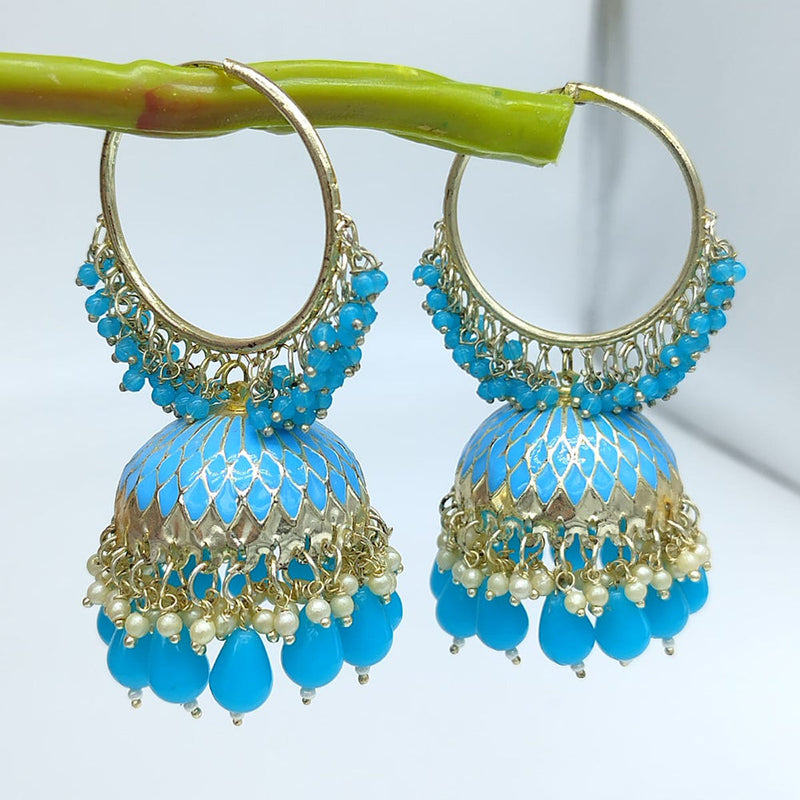 SNERA Gold Plated Beads And Pearls Jhumki Earrings