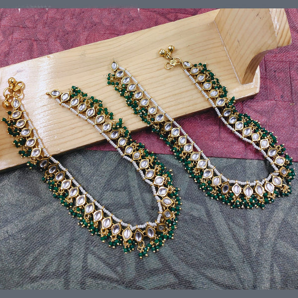 SNERA Gold Plated Kundan Stone And Pearls Payal