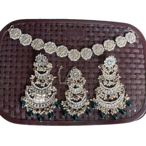 SNERA Gold Plated Kundan Stone And Beads combo Set