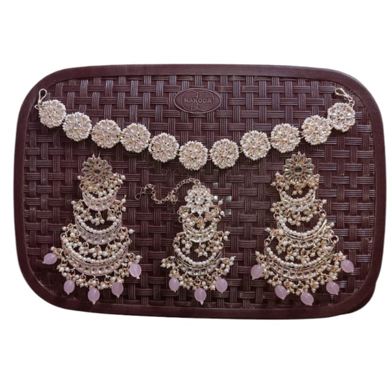 SNERA Gold Plated Kundan Stone And Beads combo Set