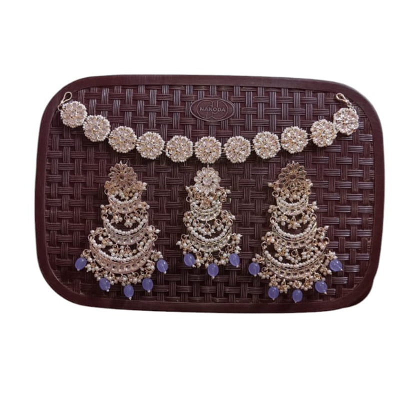 SNERA Gold Plated Kundan Stone And Beads combo Set