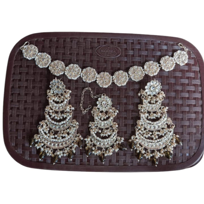 SNERA Gold Plated Kundan Stone And Beads combo Set