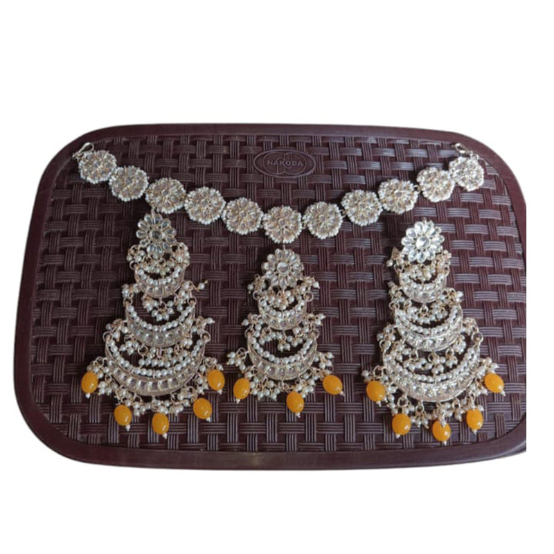 SNERA Gold Plated Kundan Stone And Beads combo Set