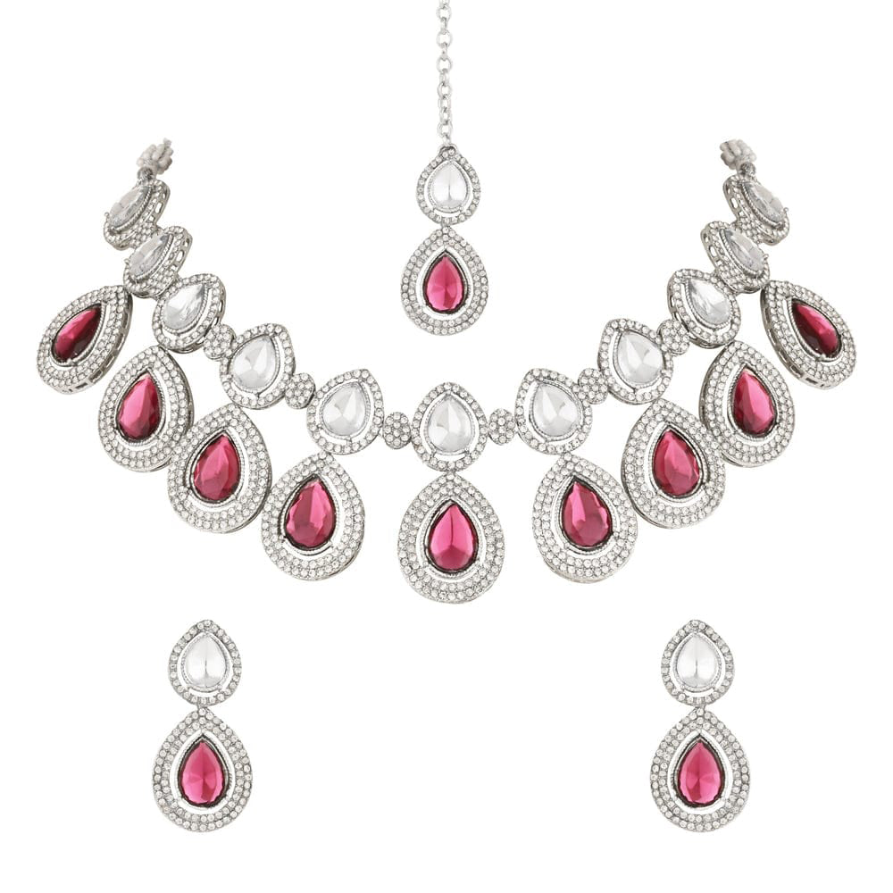 SNERA Silver Plated Austrian Stone Necklace Set