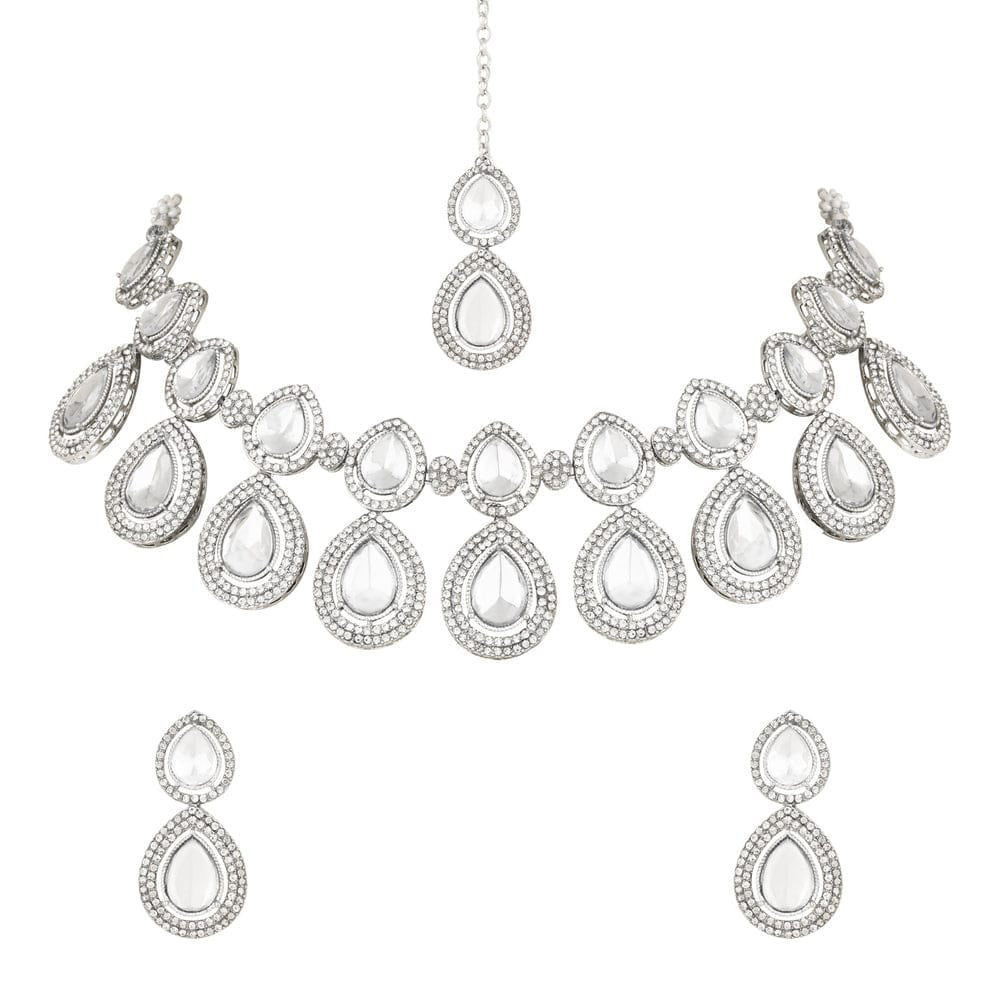 SNERA Silver Plated Austrian Stone Necklace Set