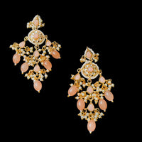SNERA Gold Plated Beads And Pearls Dangler Earrings