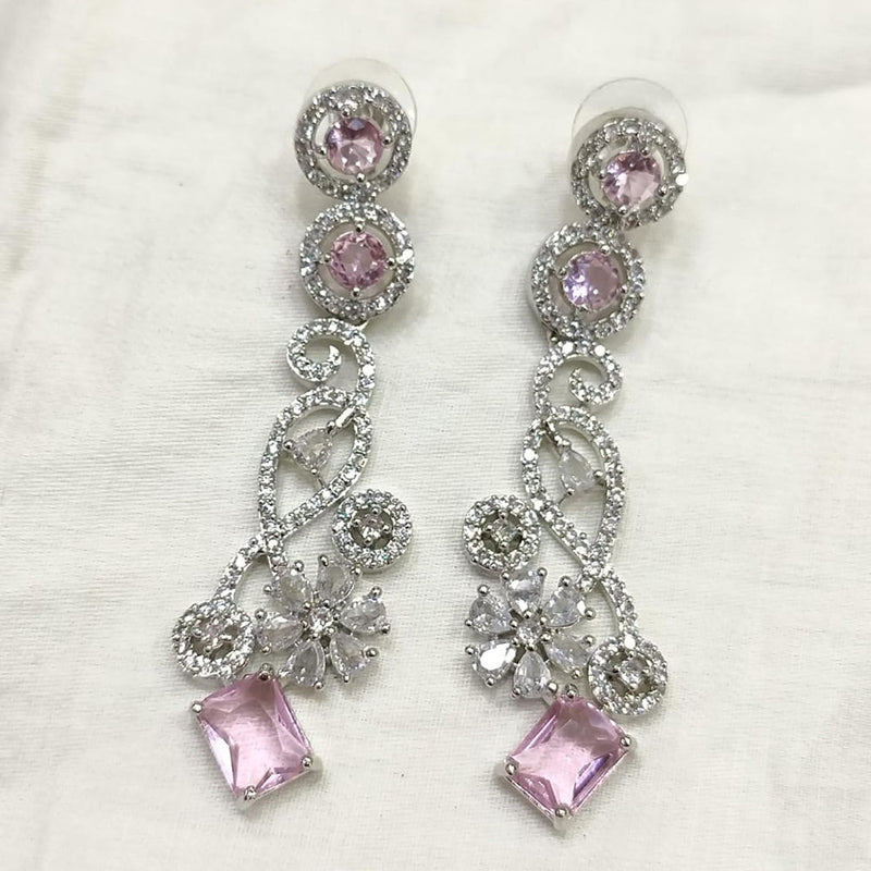 SNERA Silver Plated Crystal Stone Dangler Earrings