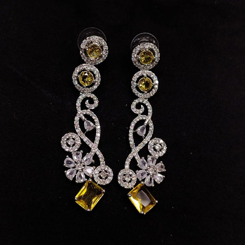 SNERA Silver Plated Crystal Stone Dangler Earrings