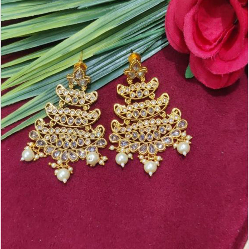 SNERA Gold Plated designer Crystal Stone And Beads Dangler Earrings