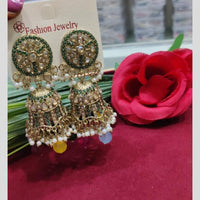 SNERA Gold Plated Austrian Stone And Crystal Stone Pearls Jhumki