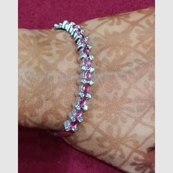 SNERA Silver Plated Crystal Stone Openable Bracelet