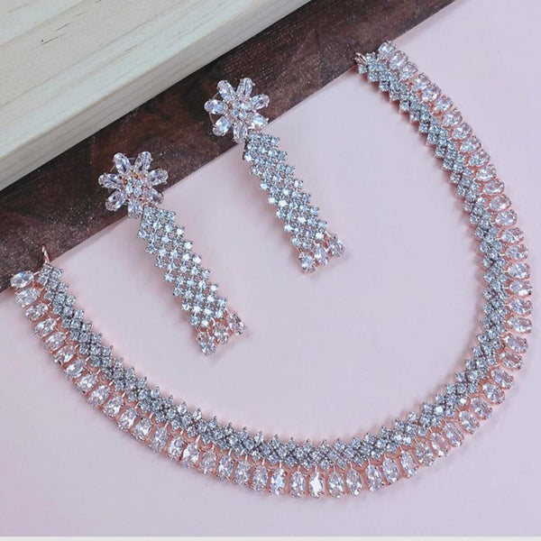 SNERA 2 Tone Plated American Diamond Choker Necklace Set