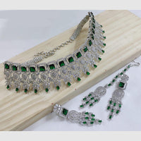 SNERA Silver Plated American Diamond Choker Necklace Set