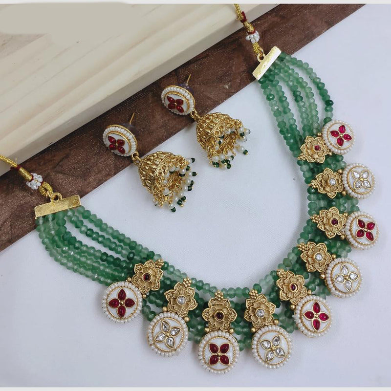 SNERA Gold Plated Pota Stone And Beads Necklace Set