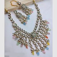 SNERA Gold Plated Kundan Stone And Beads Necklace Set