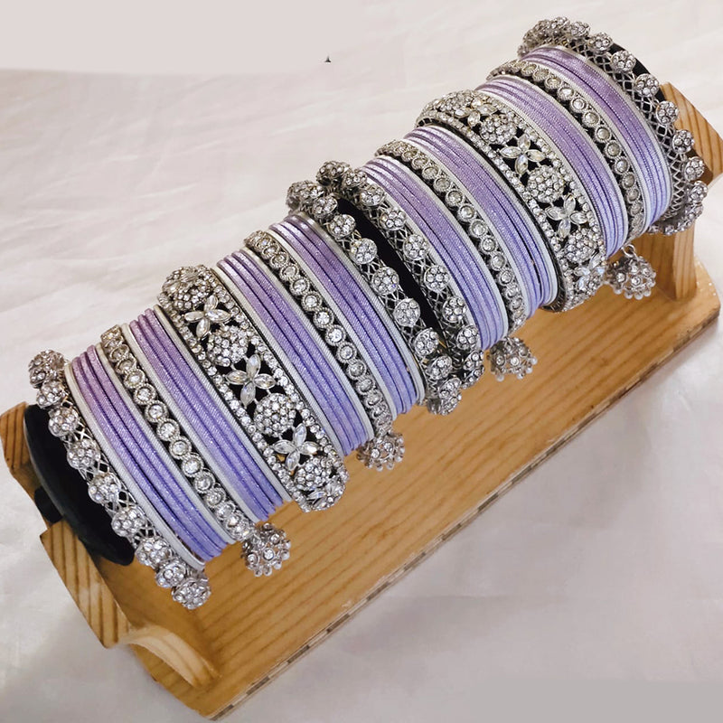 SNERA Silver Plated Austrian Stone Bangle Set