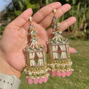 SNERA Gold Plated Kundan Stone And Pearls Dangler Earrings