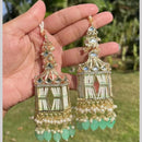 SNERA Gold Plated Kundan Stone And Pearls Dangler Earrings