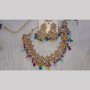 SNERA Gold Plated Crystal Stone And Pearls Necklace Set