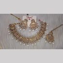 SNERA Gold Plated Crystal Stone And Pearls Necklace Set
