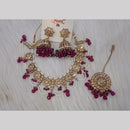 SNERA Gold Plated Crystal Stone And Pearls Necklace Set