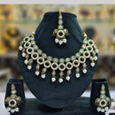 SNERA Gold Plated Crystal Stone And Pearls Necklace Set