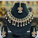 SNERA Gold Plated Crystal Stone And Pearls Necklace Set