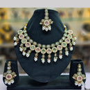 SNERA Gold Plated Crystal Stone And Pearls Necklace Set