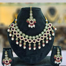 SNERA Gold Plated Crystal Stone And Pearls Necklace Set