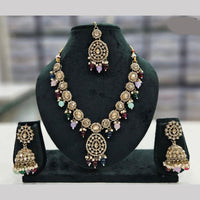 SNERA Gold Plated Crystal Stone And Pearls Necklace Set