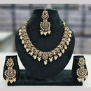 SNERA Gold Plated Crystal Stone And Pearls Necklace Set